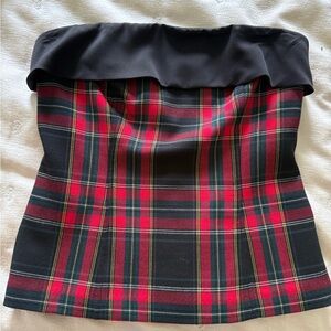 Trina Turk strapless plaid top